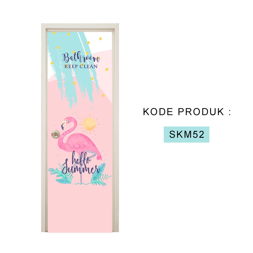 Sticker pintu kamar mandi stiker pintu toilet Motif Flamingo