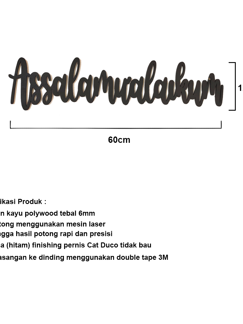 Hiasan dinding Tulisan Assalamualaikum Kayu Pajangan rumah dekorasi ruangan