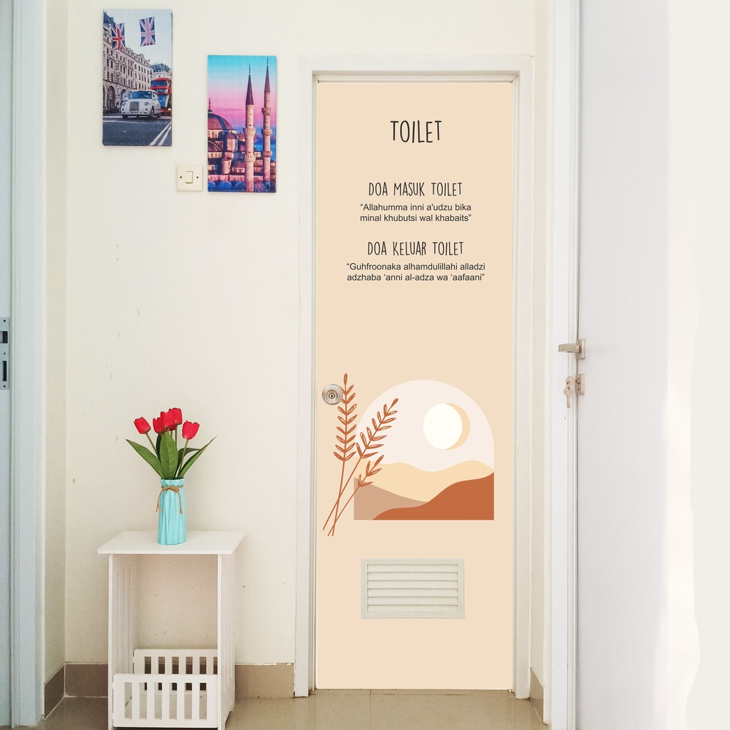 Stiker sticker pintu toilet kamar mandi bathroom motif aesthetic minimalis