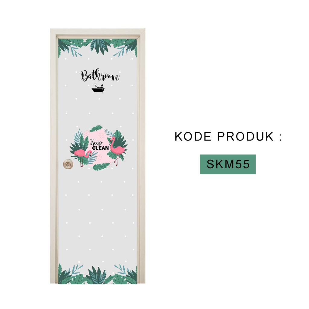 Sticker pintu kamar mandi stiker pintu toilet Motif Flamingo