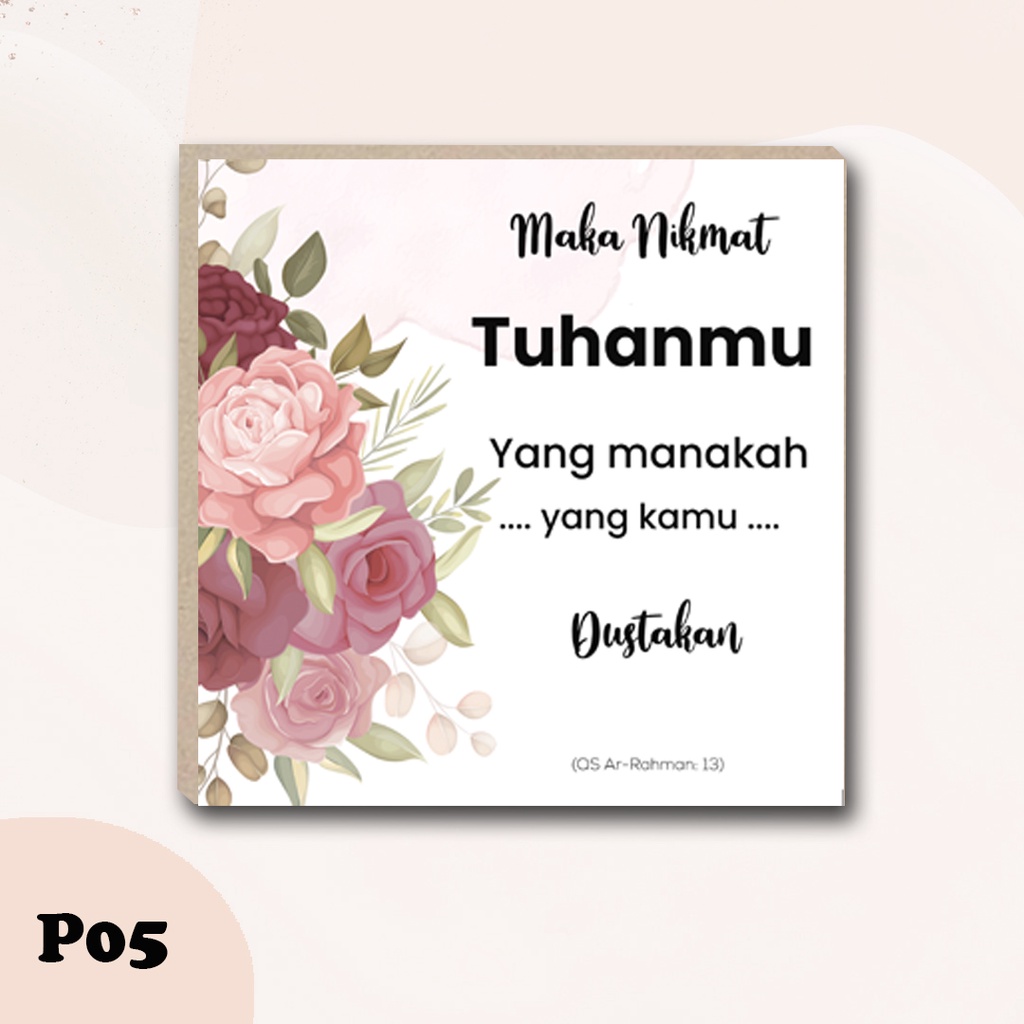 Hiasan dinding quote islami pajangan kamar walldecor dekorasi rumah minimalis shabby motif bunga