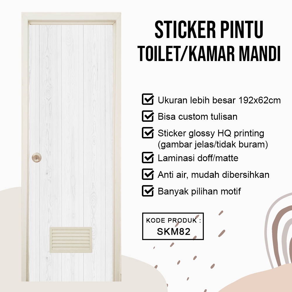 Sticker Kamar mandi wallpaper pintu kamar mandi Motif kayu polos aesthetic Anti air waterproof