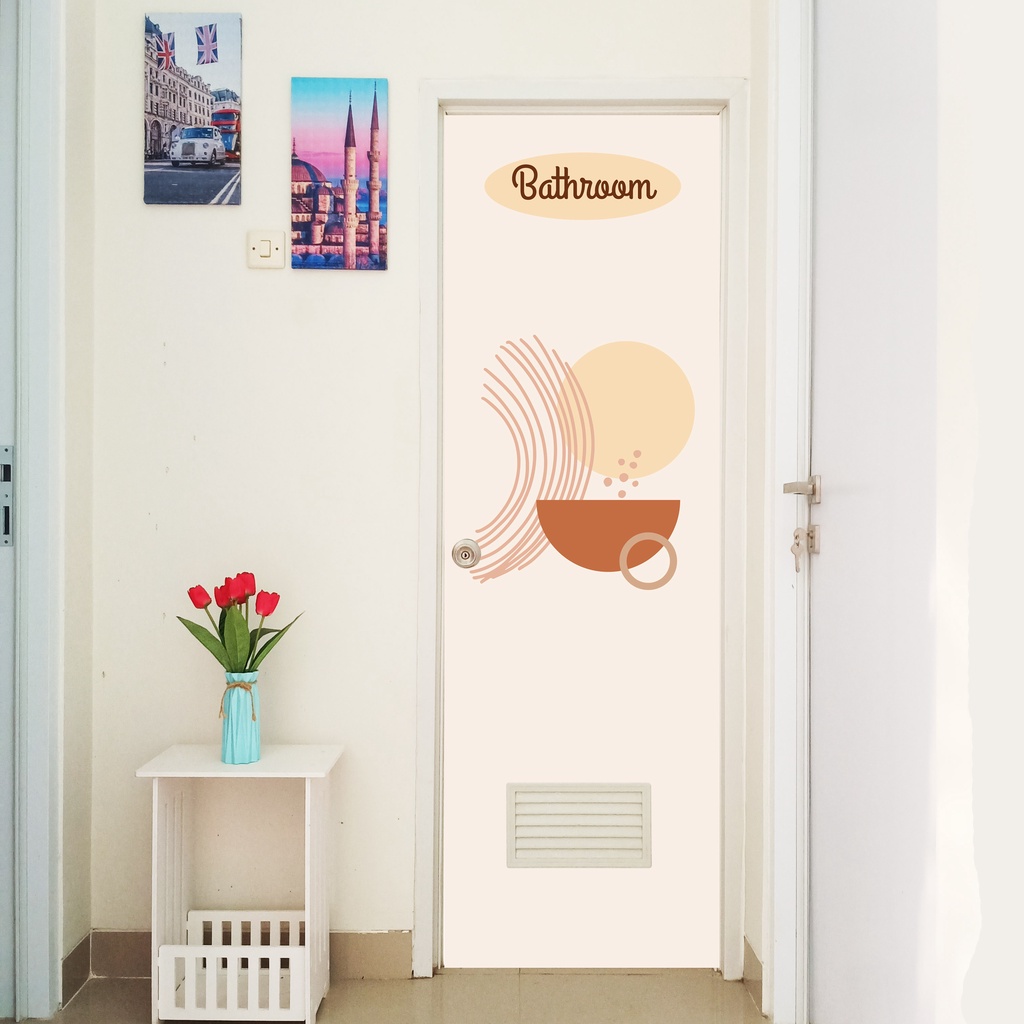 Stiker sticker pintu toilet kamar mandi bathroom motif aesthetic minimalis