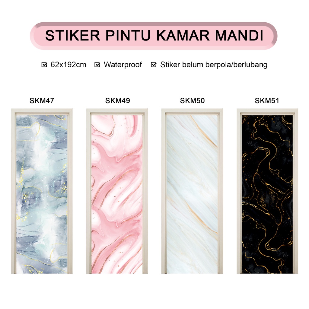 Wallpaper pintu vinyl Stiker pintu kamar mandi stiker Toilet Motif Marmer Minimalis polos