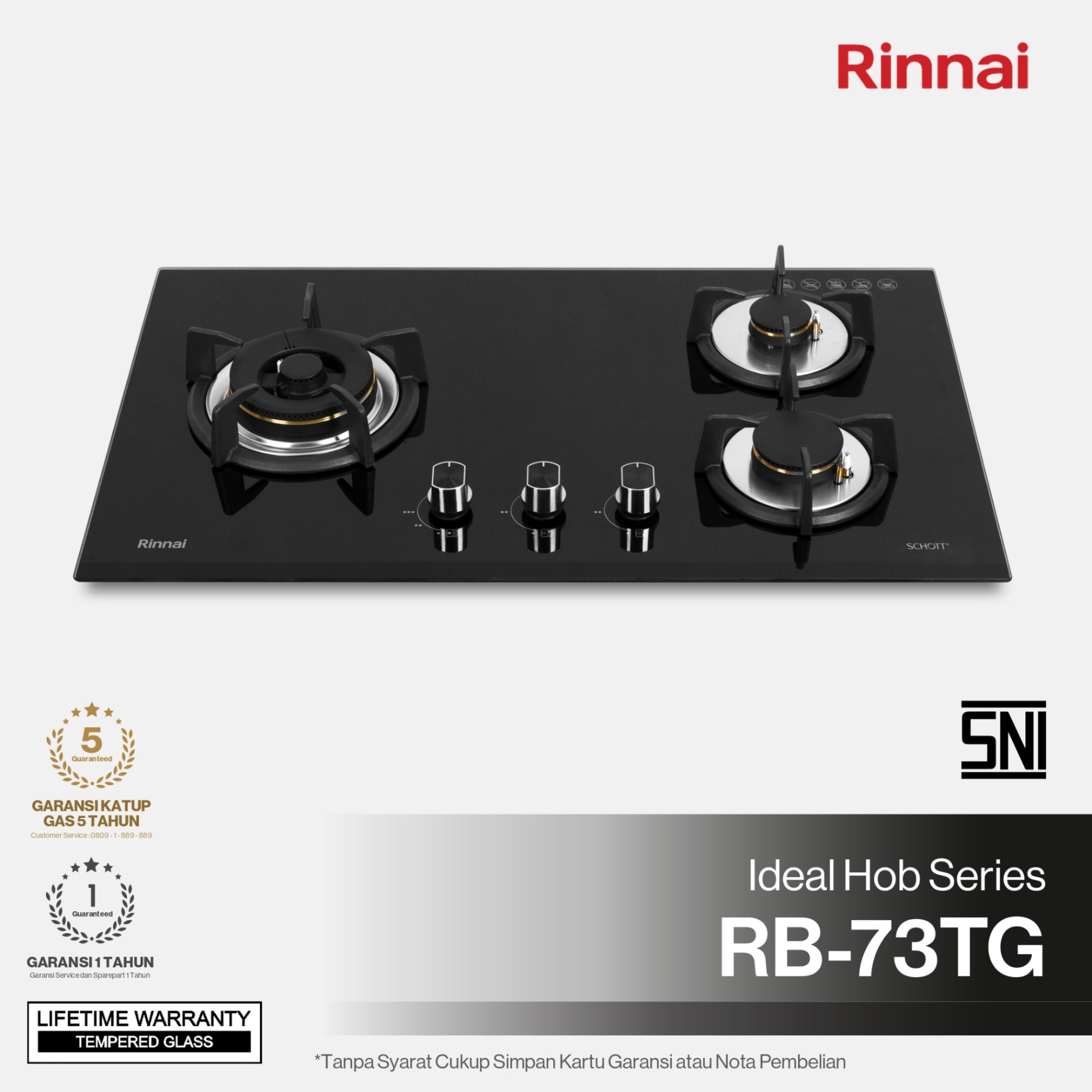 Rinnai Kompor Tanam - RB-73TG Rinnai Built - In Hob