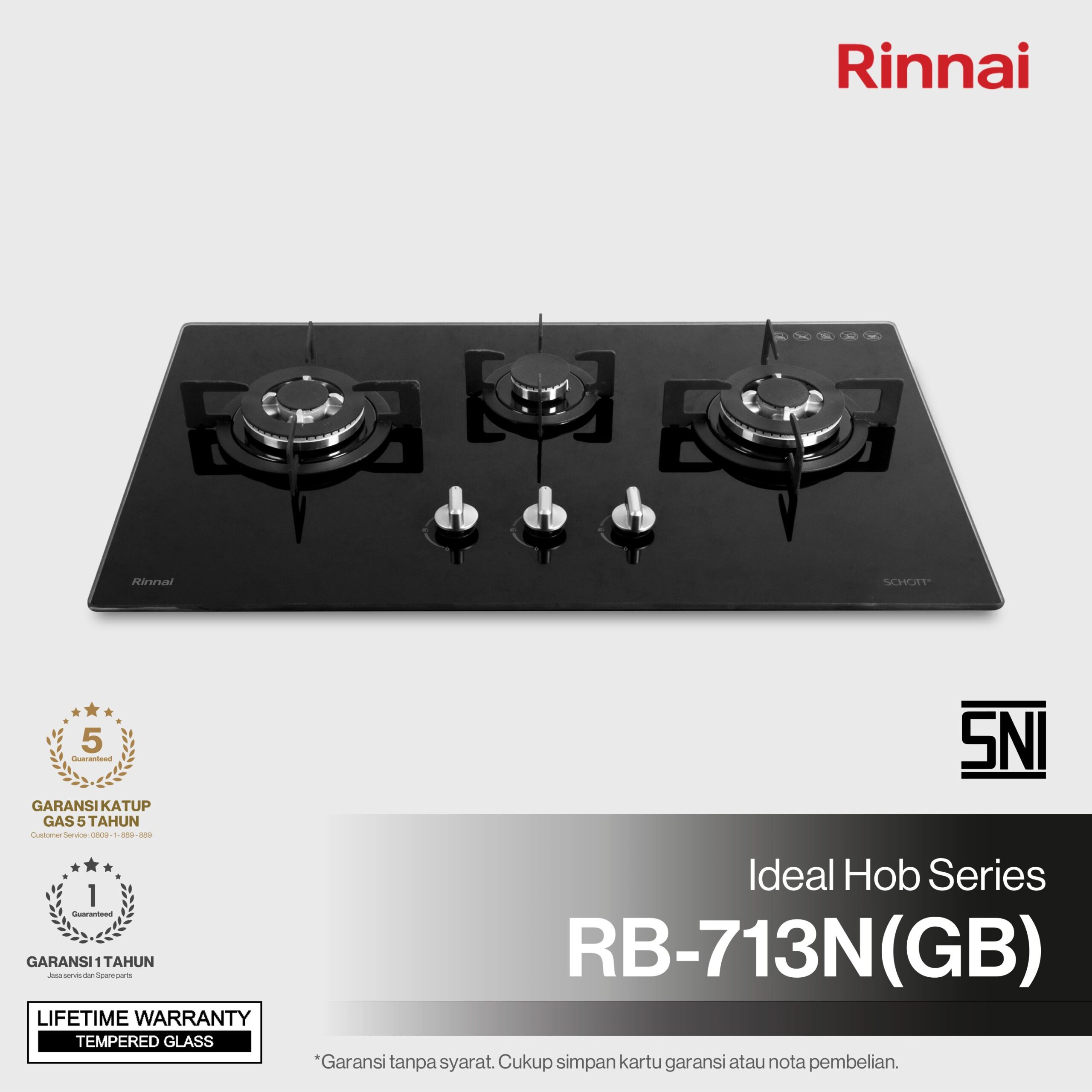 Rinnai Kompor Tanam - RB-713N(GB) Rinnai Built - In Hob