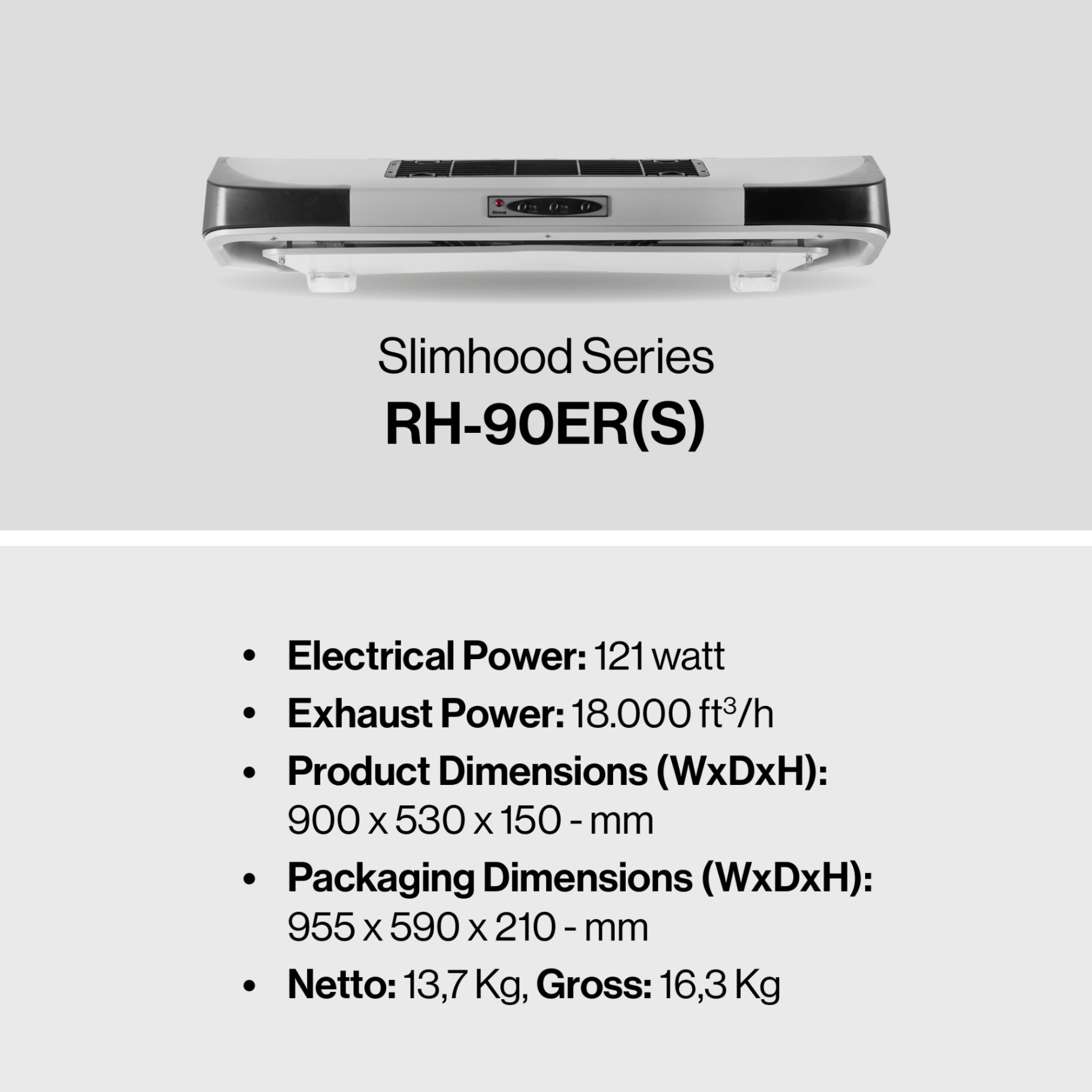 Rinnai Tudung Kompor - RH-90ER(S) Rinnai Cooker Hood