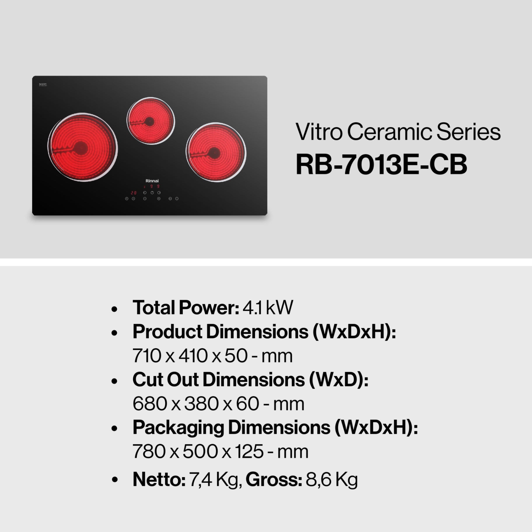 Rinnai Vitroceramic Hob RB-7013E-CB