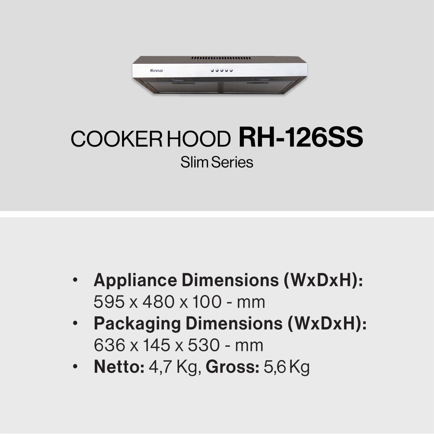 Rinnai Tudung Kompor - RH-126SS Rinnai Cooker Hood