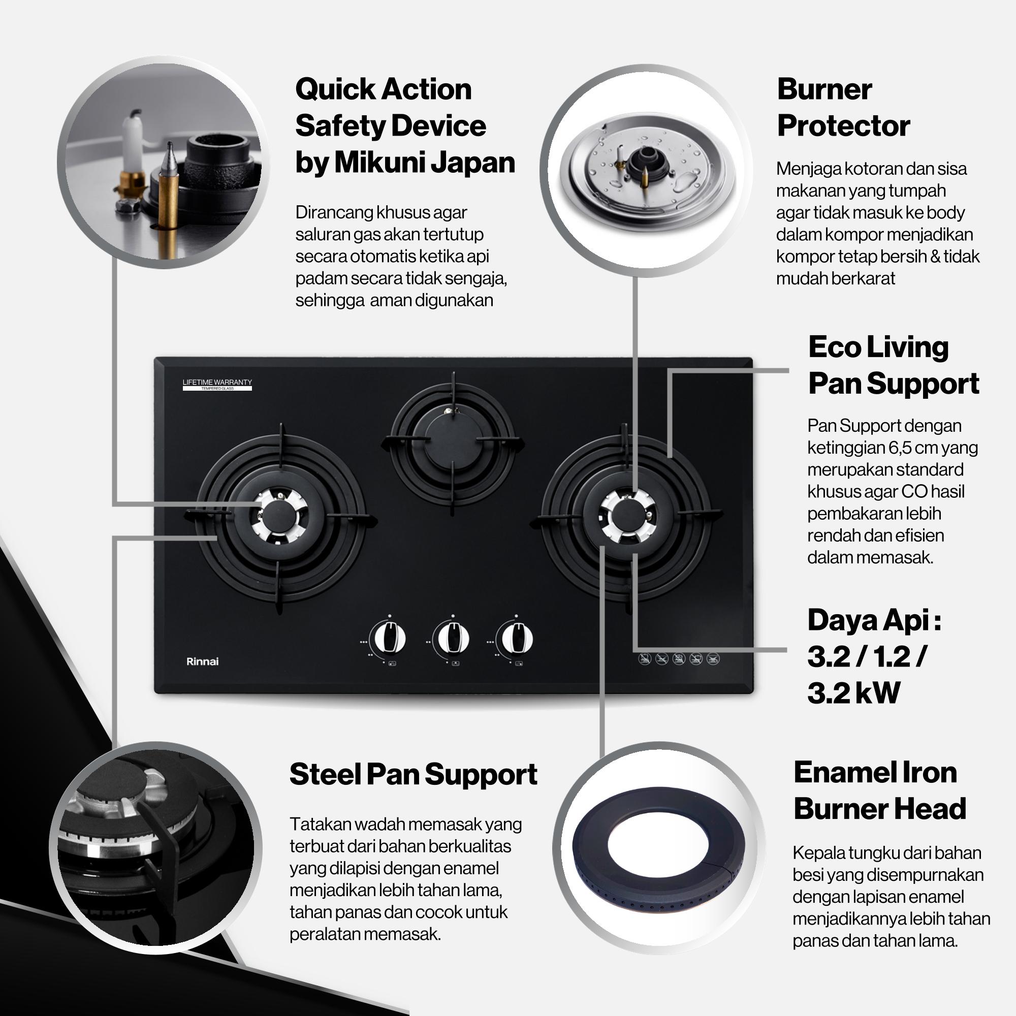 Rinnai Kompor Tanam - RB-773RO(G) Rinnai Built - In Hob