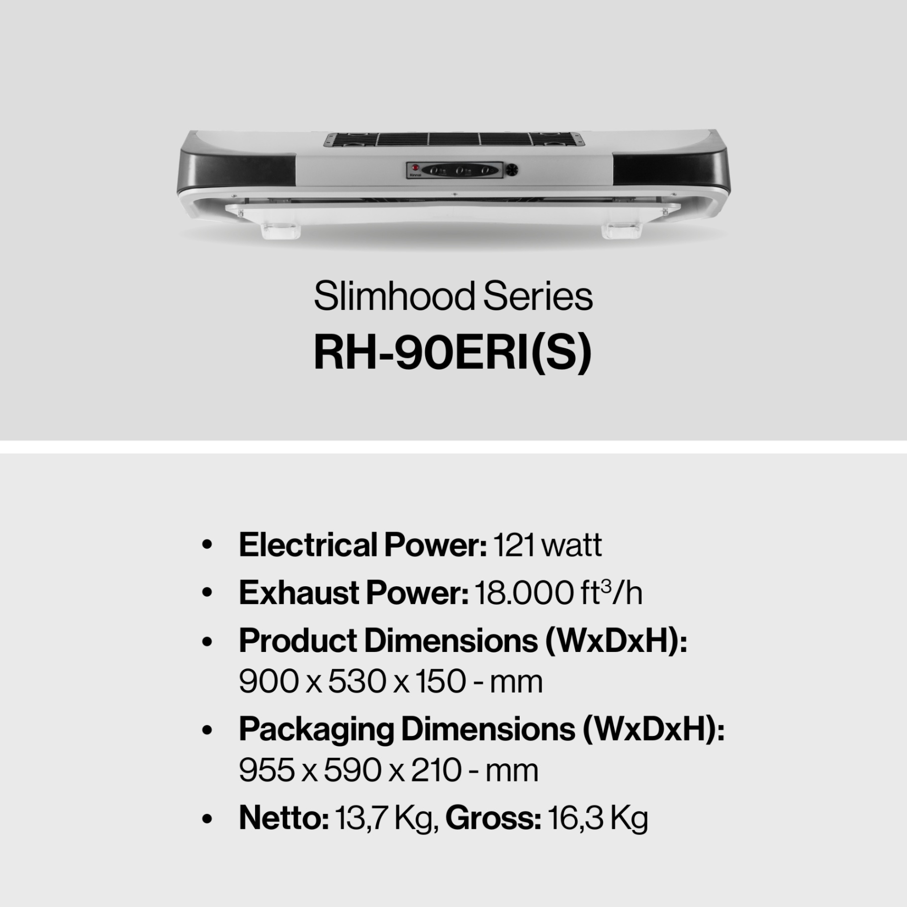 Rinnai Tudung Kompor - RH-90ERI(S) Rinnai Cooker Hood
