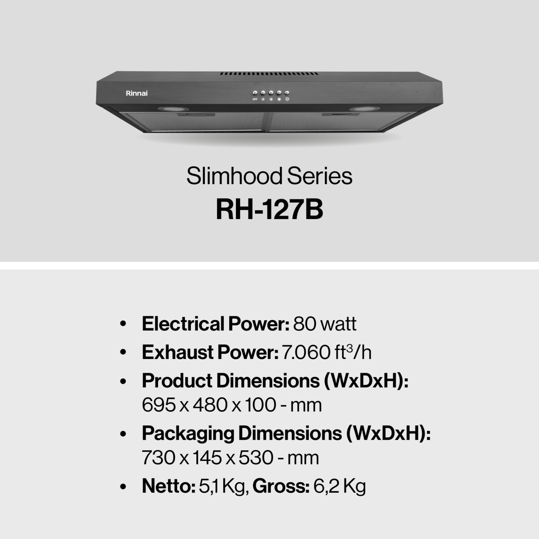 Rinnai Tudung Kompor - RH-127B Rinnai Cooker Hood
