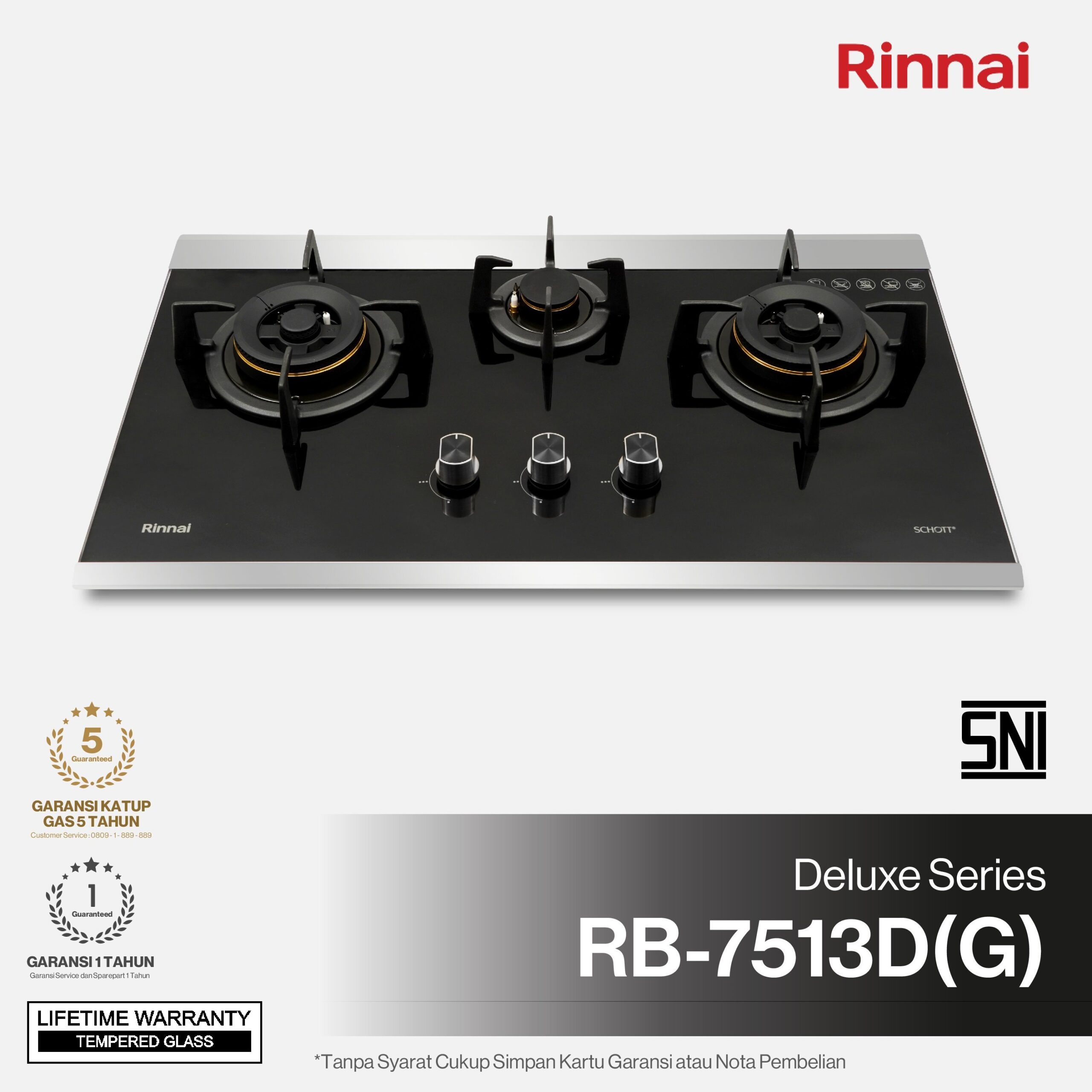 Rinnai Kompor Tanam - RB-7513D(G) Rinnai Built - In Hob