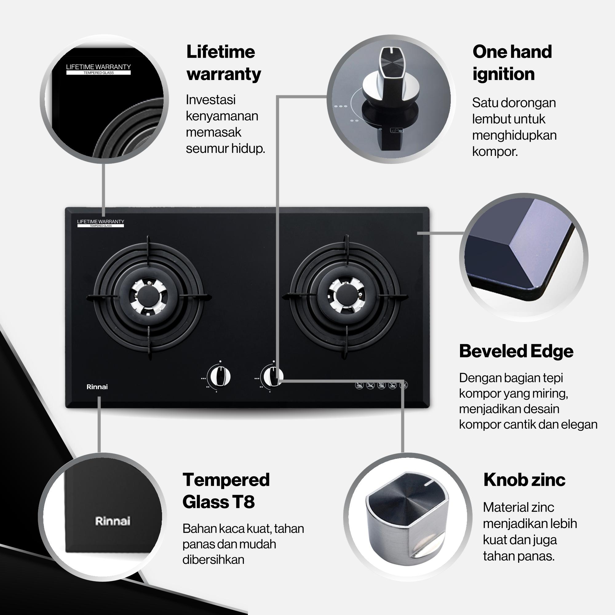 Rinnai Kompor Tanam - RB-772RO(G) Rinnai Built - In Hob