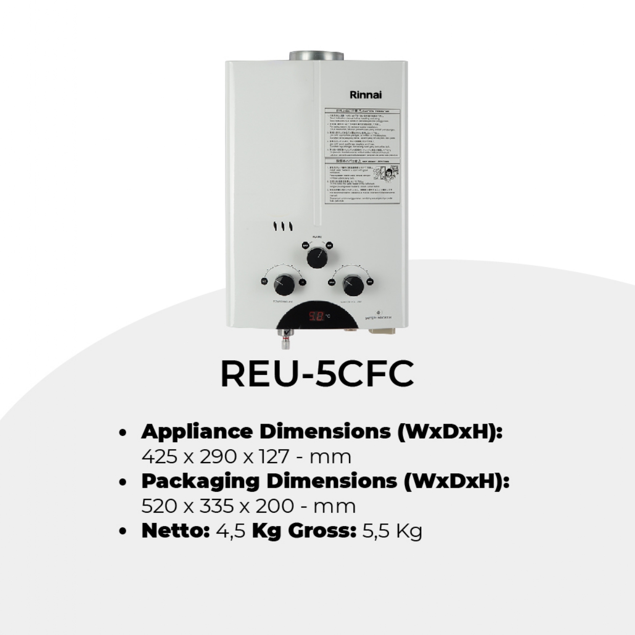 Rinnai Gas Water Heater REU-5CFC Rinnai Gas Water Heater