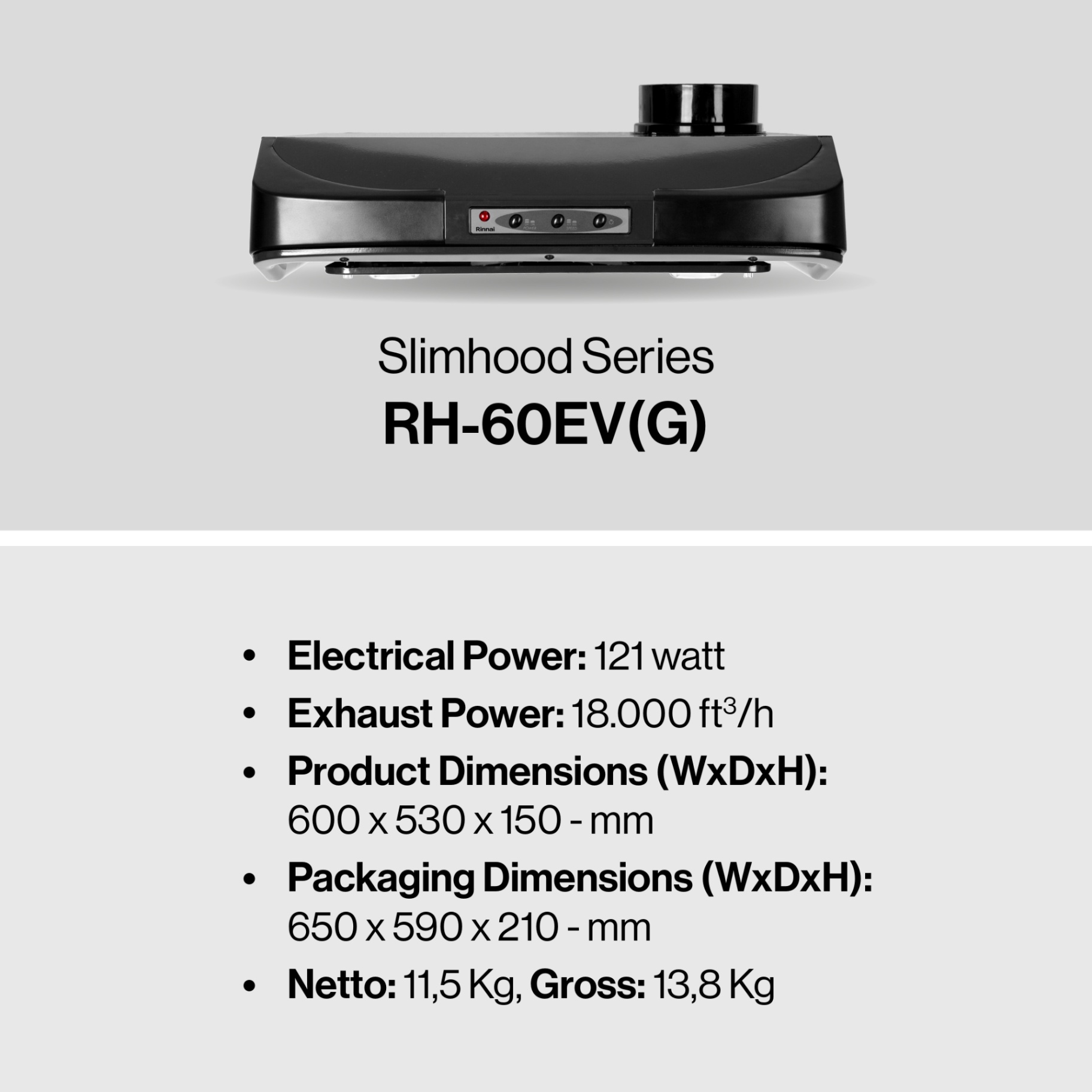Rinnai Tudung Kompor - RH-60EV (G) Rinnai Cooker Hood