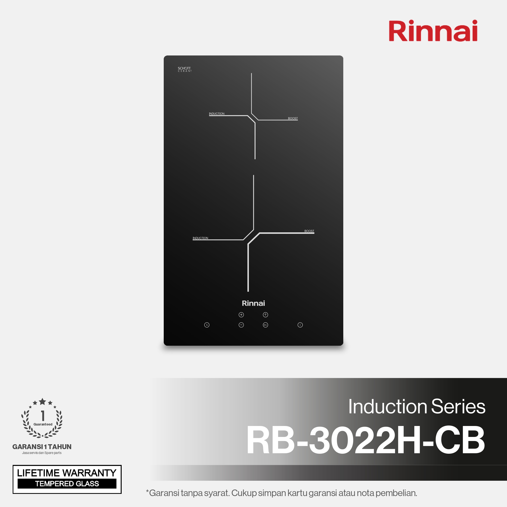 Rinnai Kompor Tanam - RB-3022H-CB Rinnai Built - In Hob