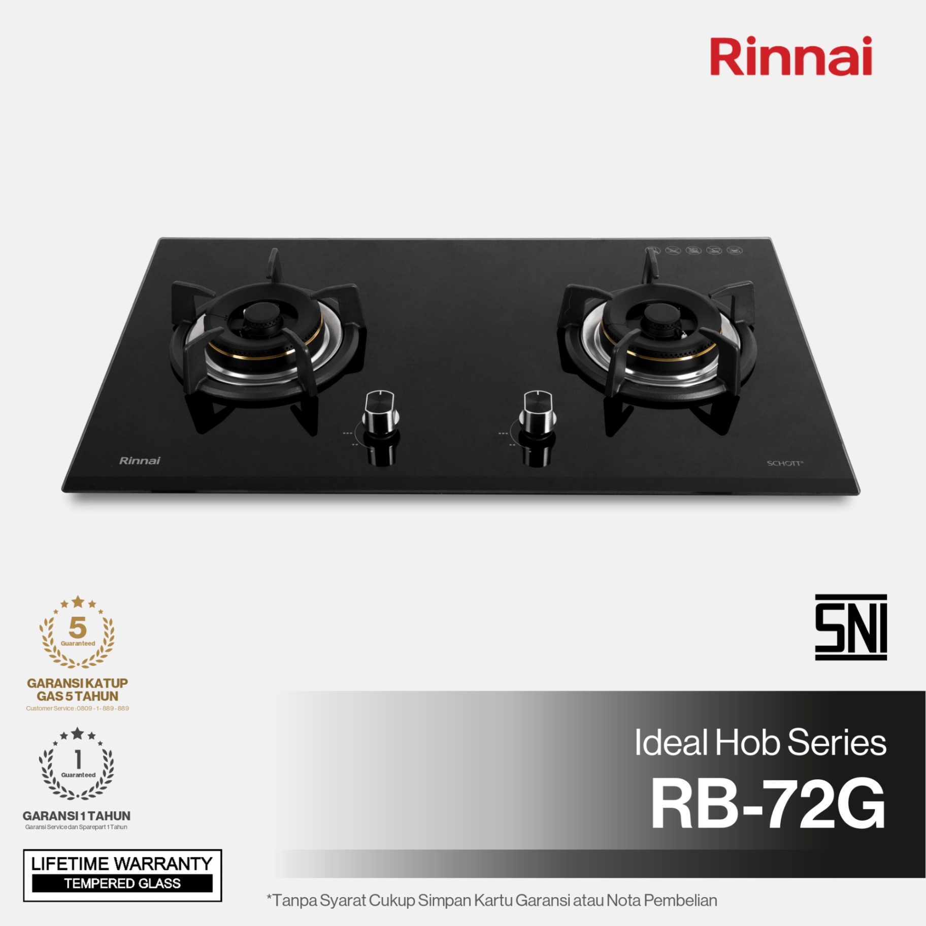 Rinnai Kompor Tanam - RB-72G Rinnai Built - In Hob