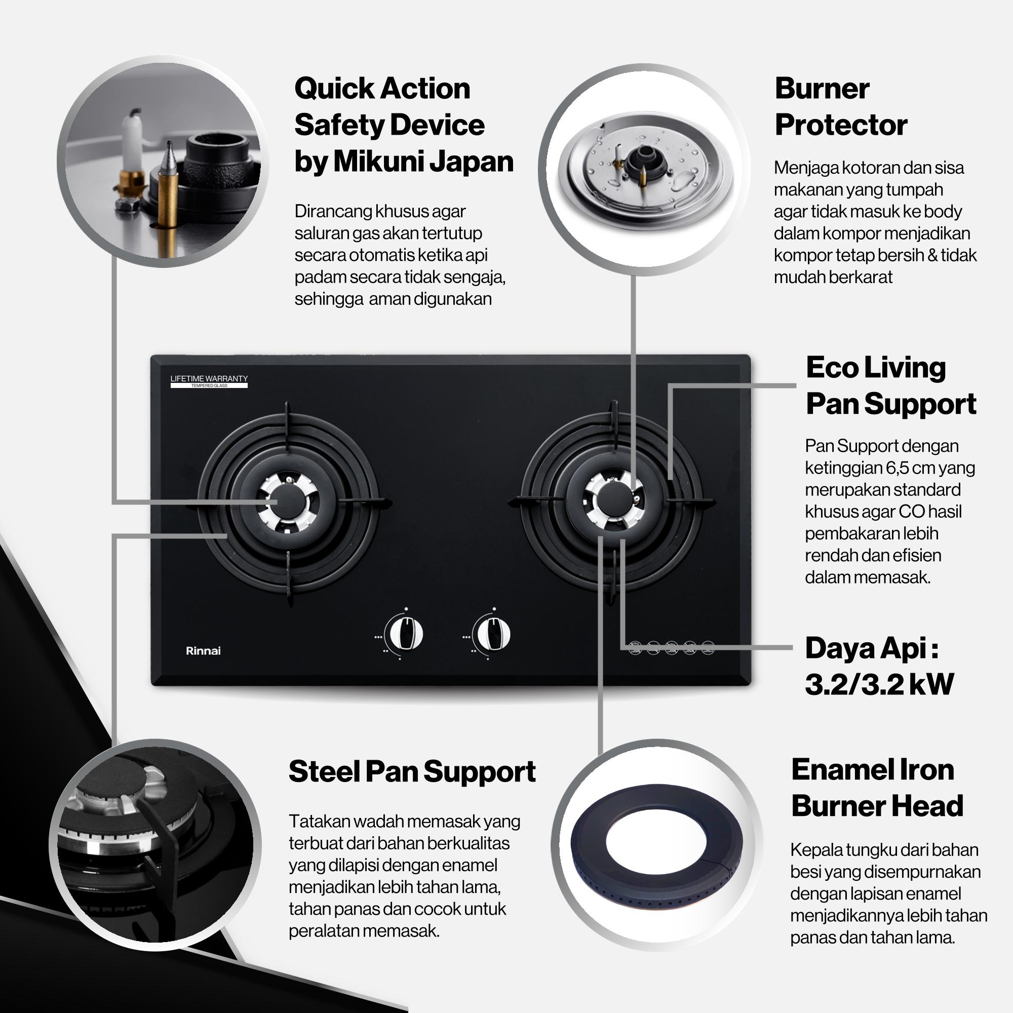 Rinnai Kompor Tanam - RB-772RO(G) Rinnai Built - In Hob