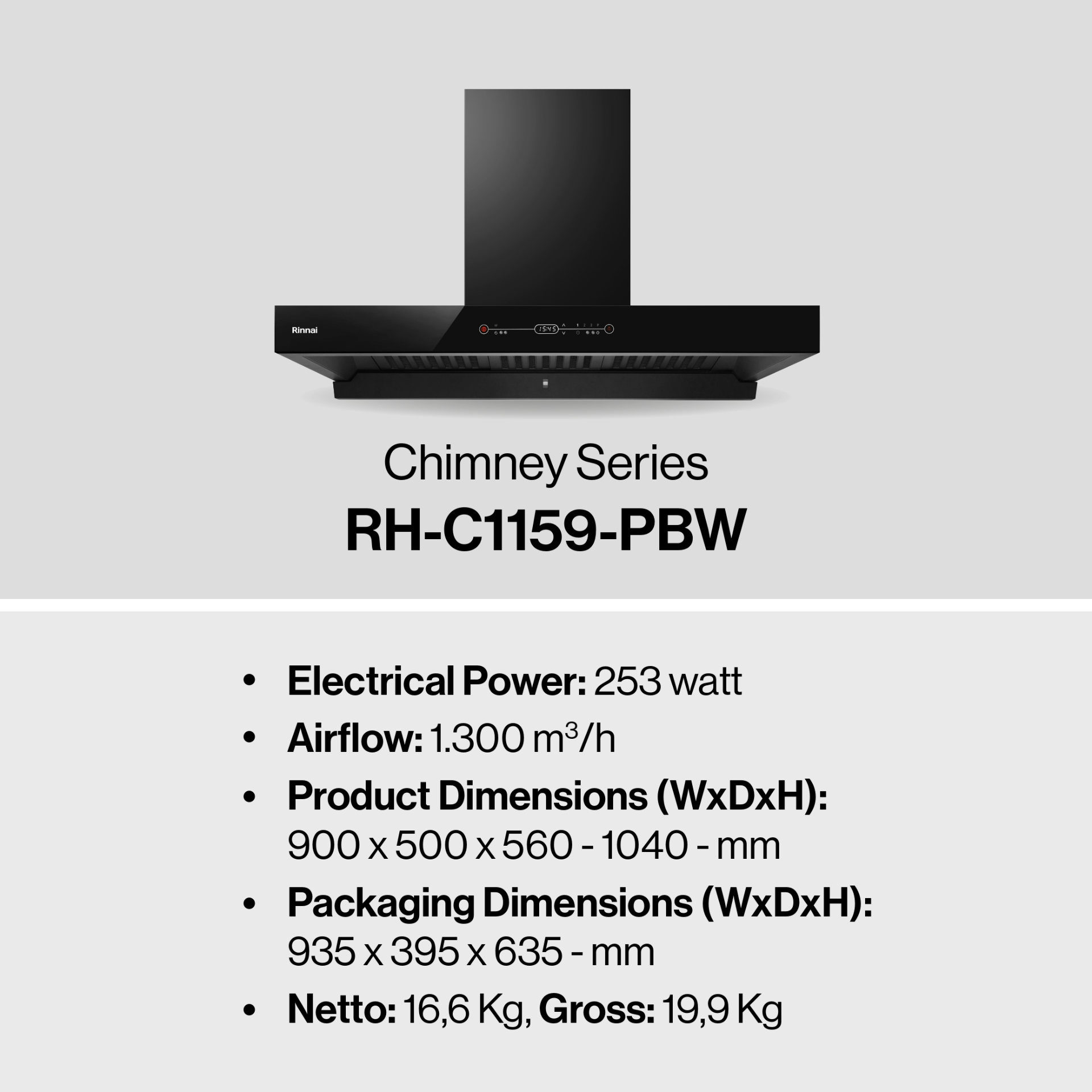 Rinnai Tudung Kompor - RH-C1159-PBW Rinnai Cooker Hood
