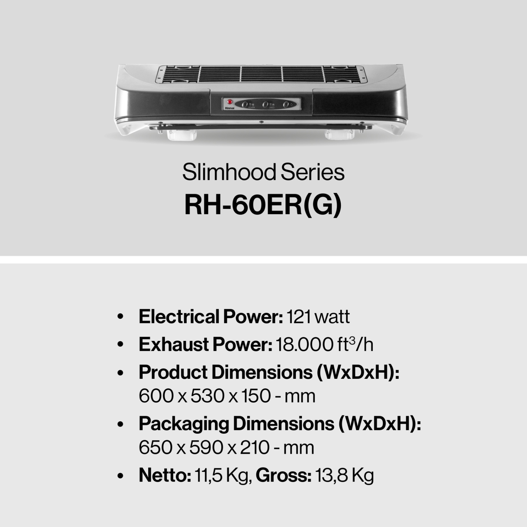 Rinnai Tudung Kompor - RH-60ER(G) Rinnai Cooker Hood