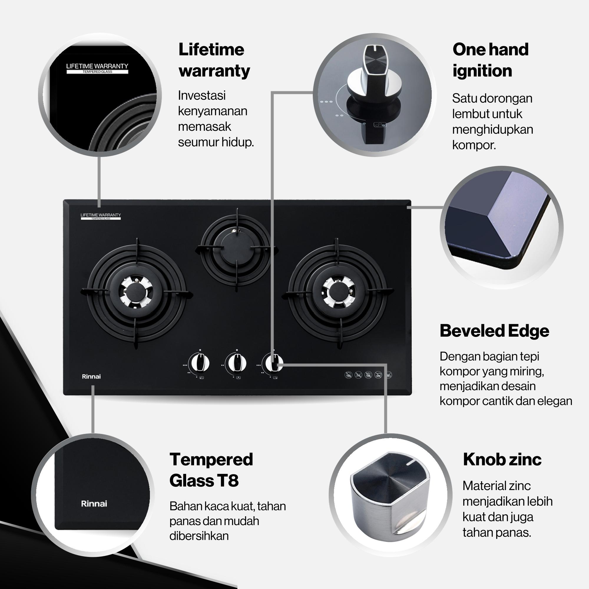 Rinnai Kompor Tanam - RB-773RO(G) Rinnai Built - In Hob
