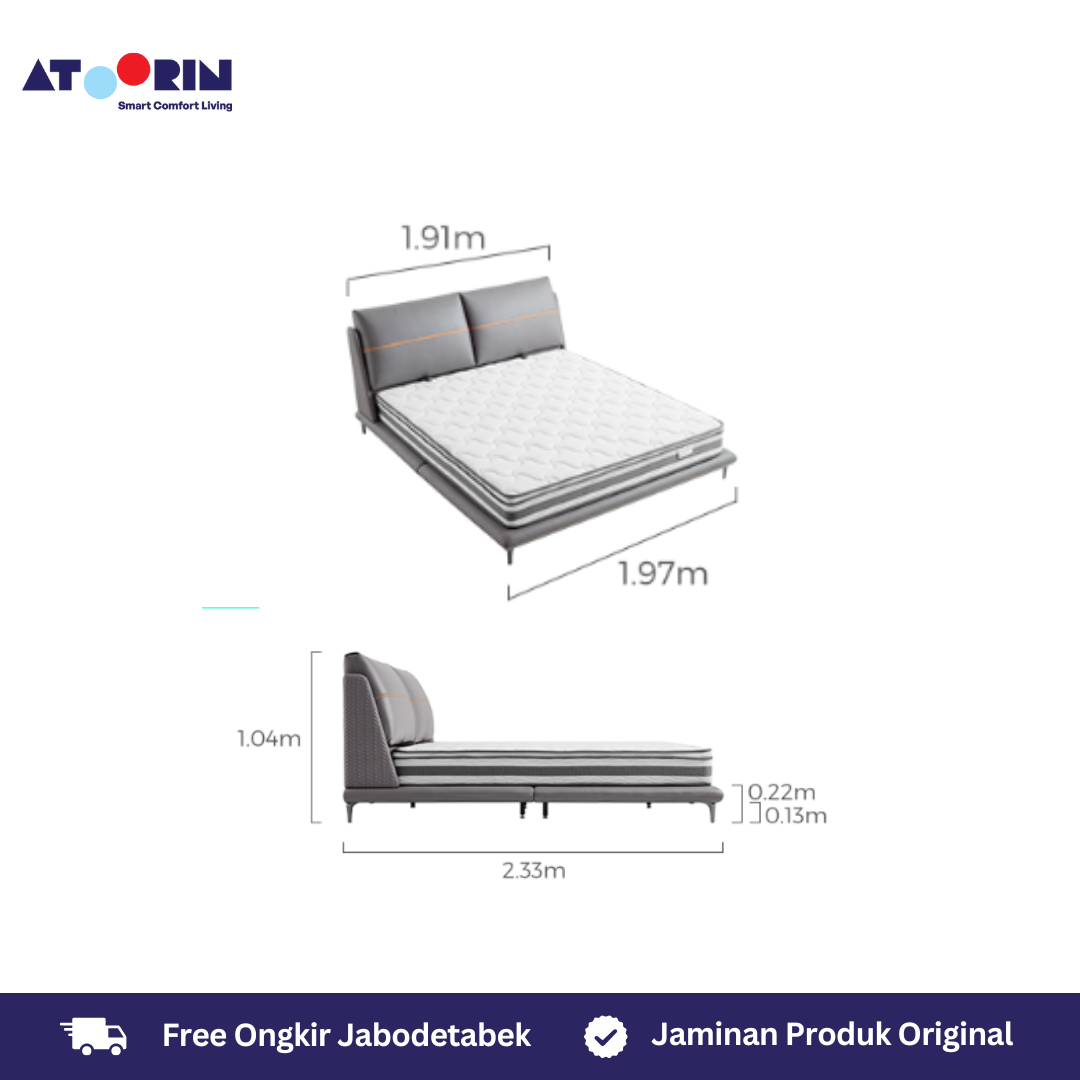 ATOORIN Kirin Bed Set - Set Tempat Tidur Ergonomis dengan Kain Lethair