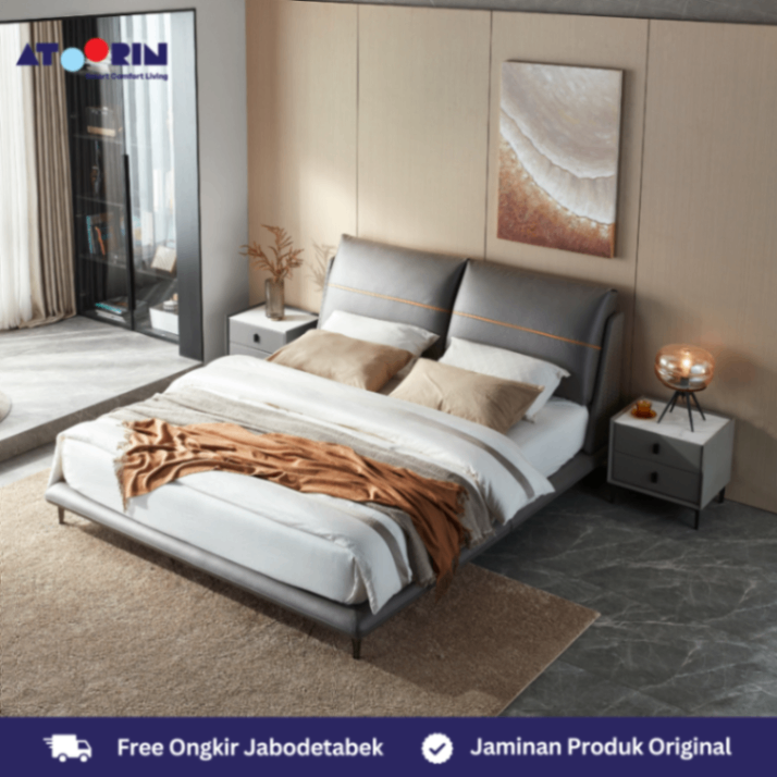 ATOORIN Kirin Bed Set - Set Tempat Tidur Ergonomis dengan Kain Lethair