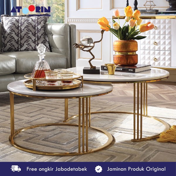 ATOORIN - Crux Coffee Table - Meja Kopi Marble Gold