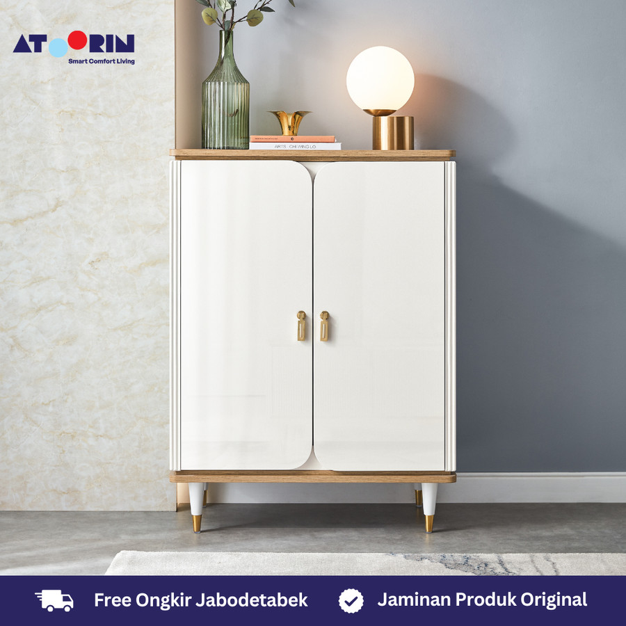 ATOORIN Clyde Sideboard - Sideboard Kayu Solid dan Triamine Board dengan Desain Elegan, 78x41x104 cm