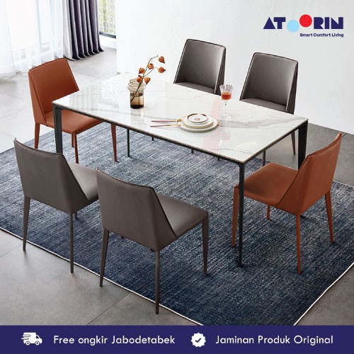 ATOORIN - Lance Orange Dining Table - Meja Makan Dengan 6 Kursi