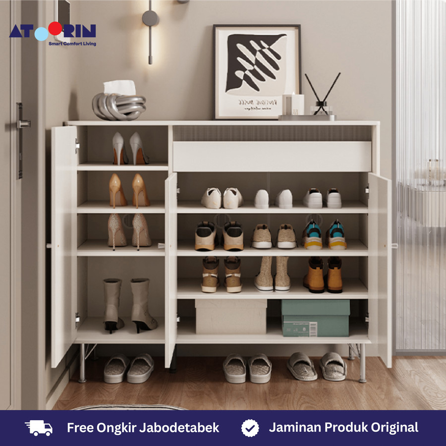 ATOORIN Riley Cabinet - Triamine Board, Rak Sepatu Elegan, 106x97x98 cm