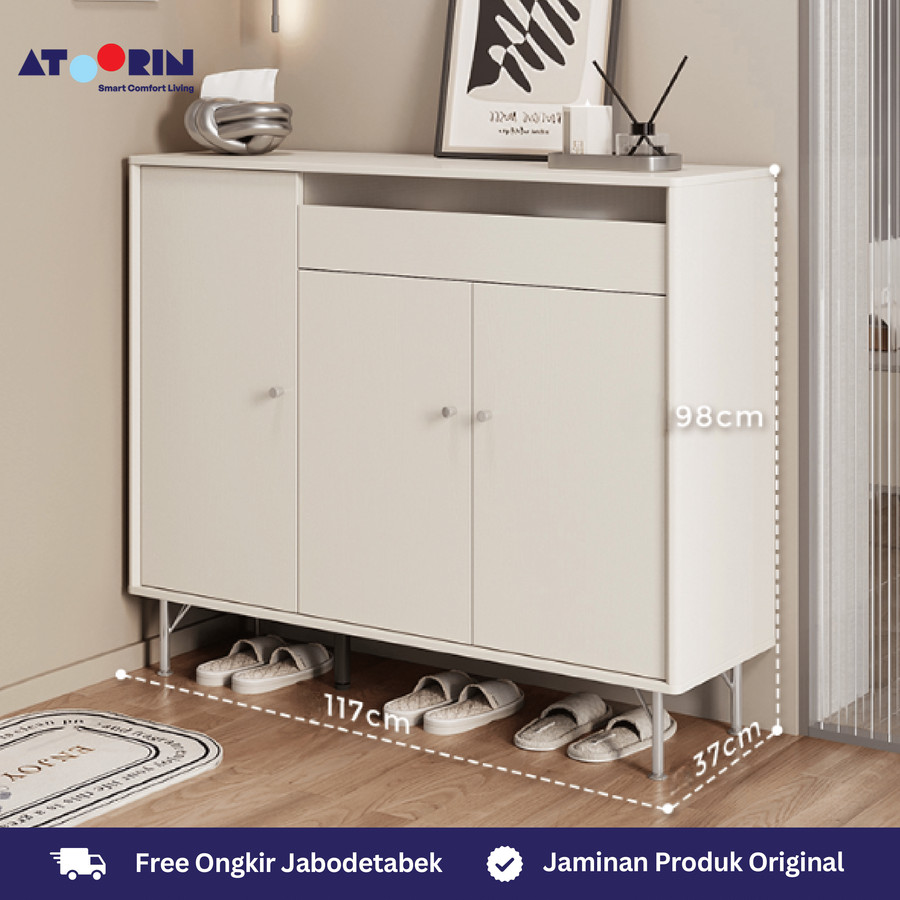 ATOORIN Riley Cabinet - Triamine Board, Rak Sepatu Elegan, 106x97x98 cm