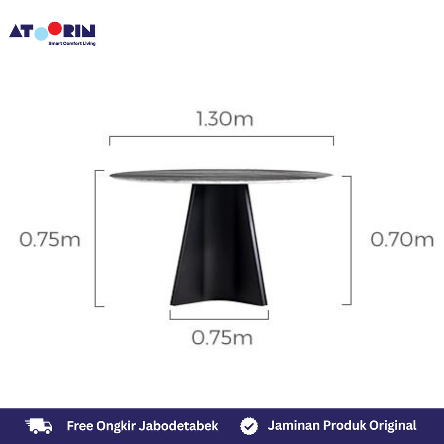 ATOORIN Rhea Dining Table - Sintered Stone, Desain Elegan & Nyaman, 130x75x70 cm