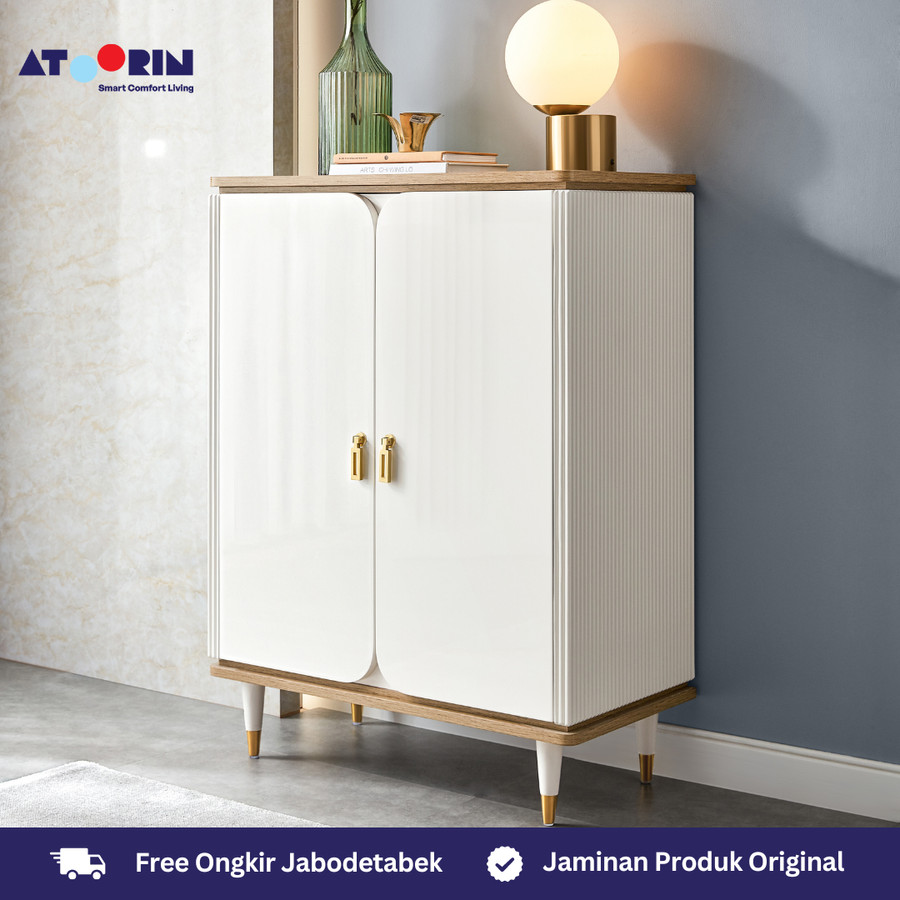ATOORIN Clyde Sideboard - Sideboard Kayu Solid dan Triamine Board dengan Desain Elegan, 78x41x104 cm