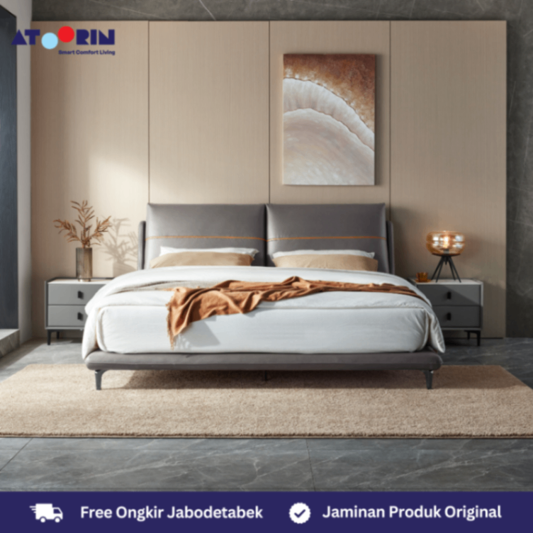 ATOORIN Kirin Bed Set - Set Tempat Tidur Ergonomis dengan Kain Lethair