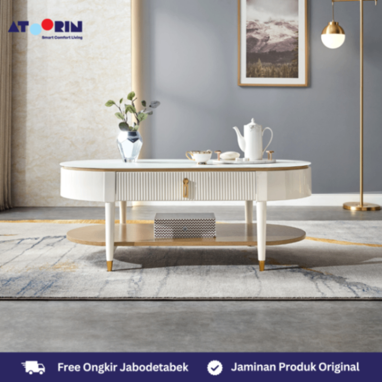 ATOORIN Clyde Coffee Table A - Meja Kopi Tempered Glass