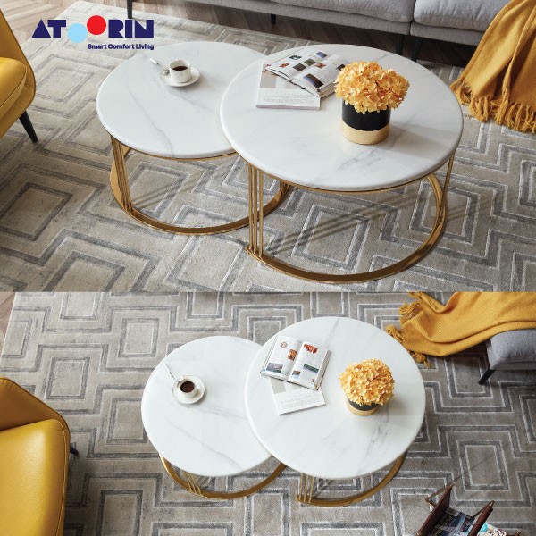 ATOORIN - Crux Coffee Table - Meja Kopi Marble Gold