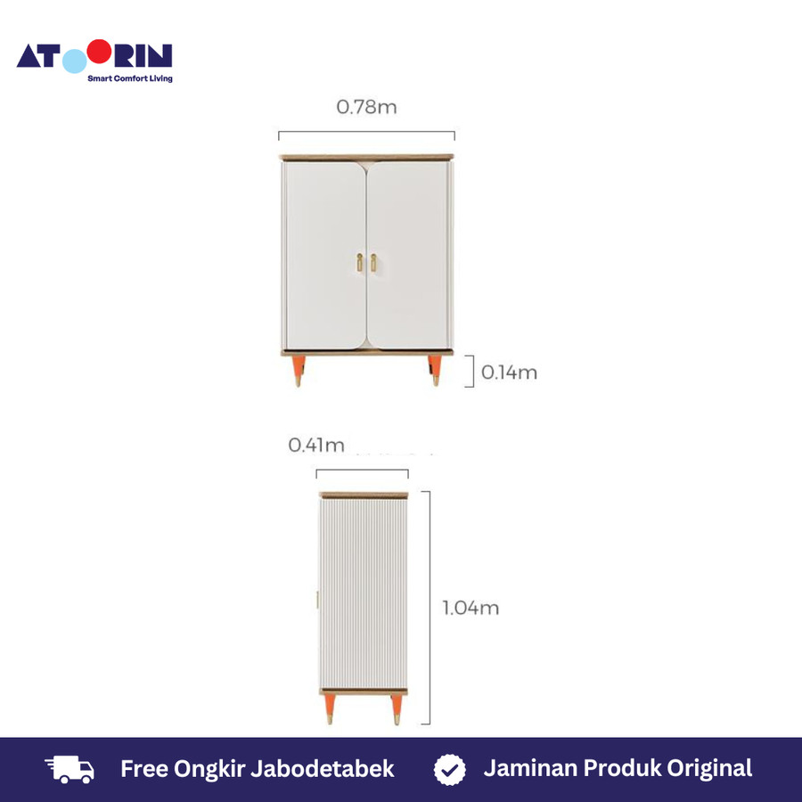 ATOORIN Clyde Sideboard - Sideboard Kayu Solid dan Triamine Board dengan Desain Elegan, 78x41x104 cm