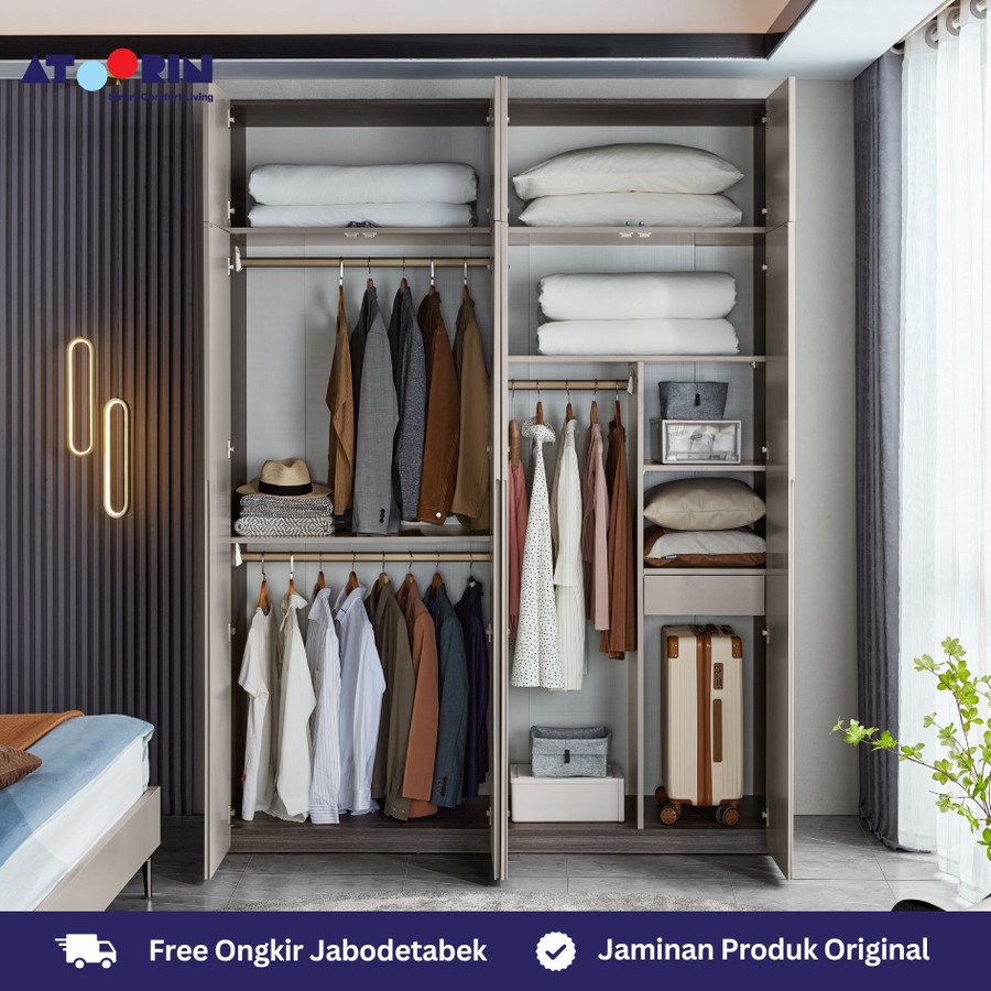 ATOORIN Leo Wardrobe - Lemari Pakaian Minimalis Elegan, 160x59x239 cm