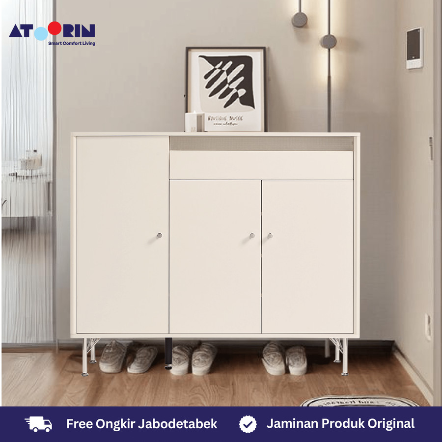 ATOORIN Riley Cabinet - Triamine Board, Rak Sepatu Elegan, 106x97x98 cm