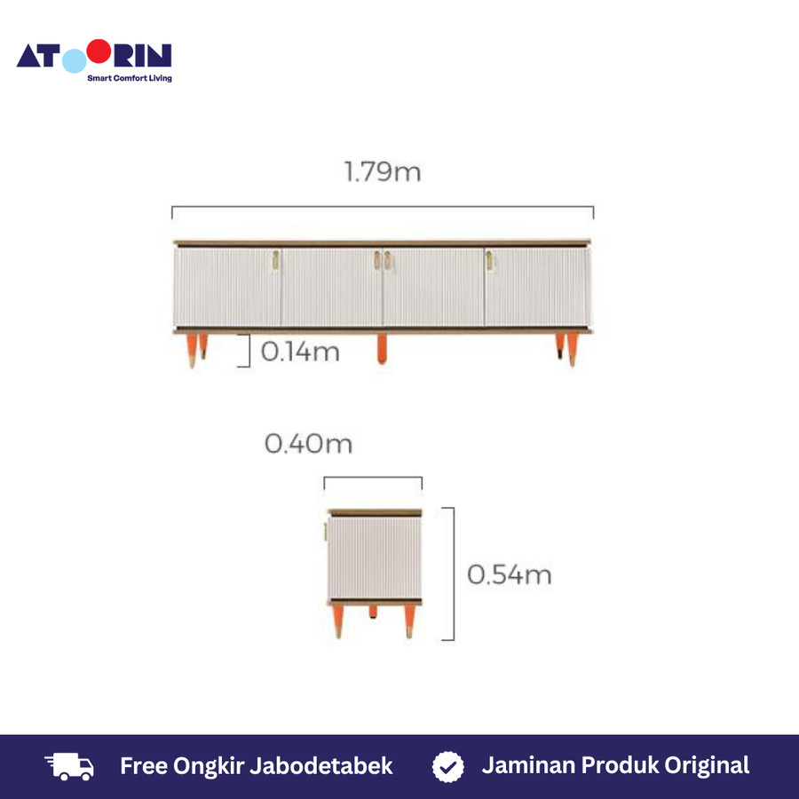 ATOORIN Clyde TV Console A - Konsol TV Triamine Board & Kayu Solid, 179x66x45 cm