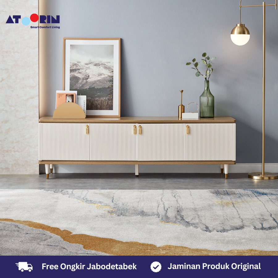ATOORIN Clyde TV Console A - Konsol TV Triamine Board & Kayu Solid, 179x66x45 cm