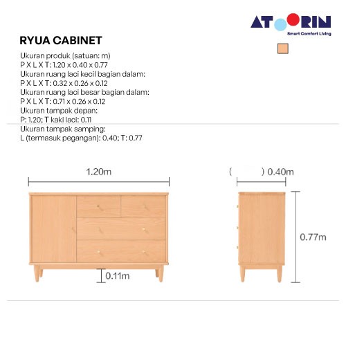 ATOORIN - Ryua Cabinet - Cabinet Penyimpanan Berbahan Kayu