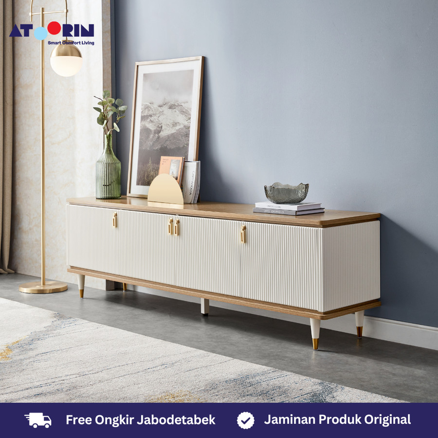 ATOORIN Clyde TV Console A - Konsol TV Triamine Board & Kayu Solid, 179x66x45 cm