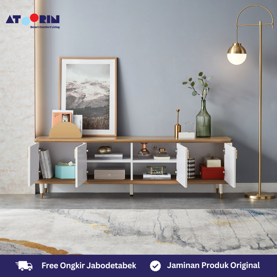 ATOORIN Clyde TV Console A - Konsol TV Triamine Board & Kayu Solid, 179x66x45 cm