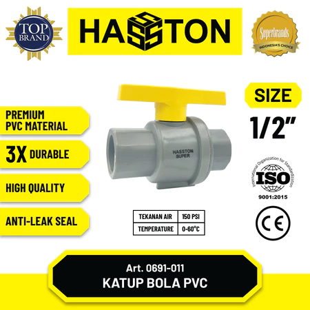Hasston Ball Valve Body PVC / Katup Bola / PVC Ball Valve (0691)