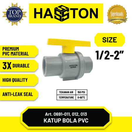 Hasston Ball Valve Body PVC / Katup Bola / PVC Ball Valve (0691)
