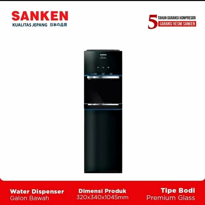 Sanken HWD-C590G-BK Dispenser Galon Bawah 3 Kran KOMPRESOR C590 C590S