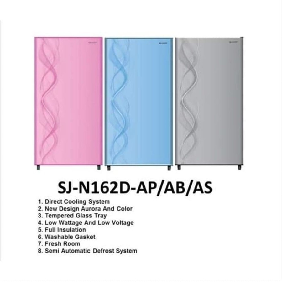 SHARP SJ-N162D KULKAS 1 PINTU 133L SJN162 SJN162D Garansi Resmi